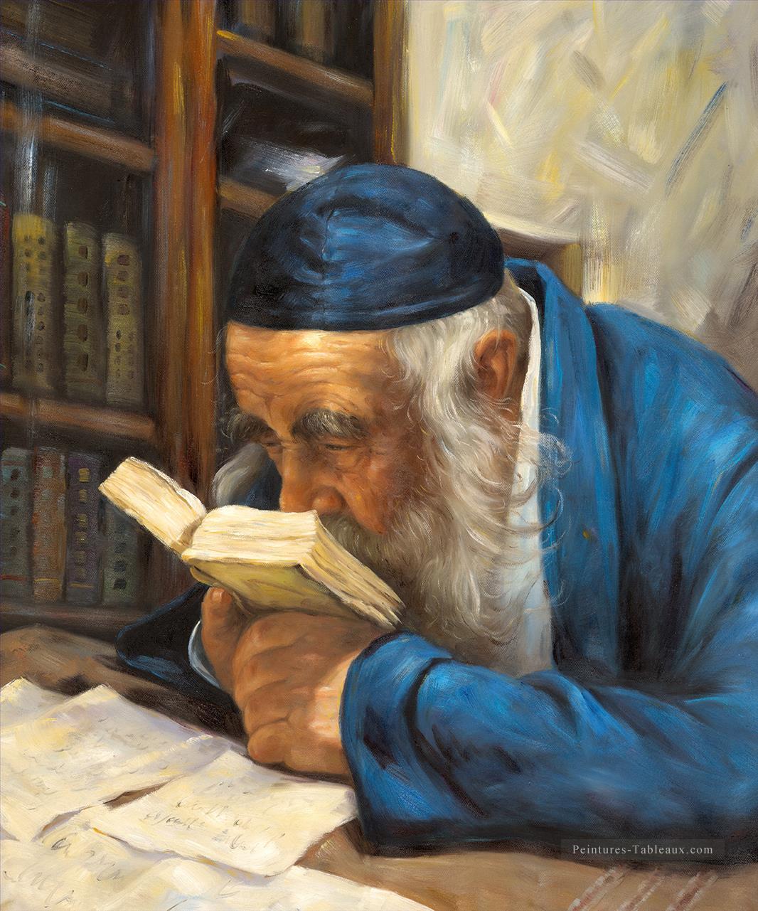 vieil homme lisant juif Peintures à l'huile